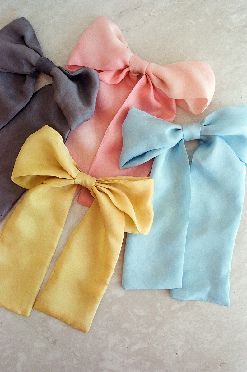 Pink Silk Hair Bow, Classic Hair Bow, Coquette, Balletcore, Hair Ribbon Clip, Romancecore 画像 9