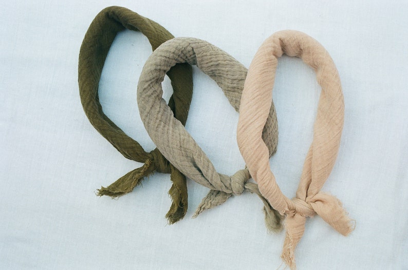 Sand Cotton Bandana, Beige Organic Cotton Headband, Cream Naturally Dyed Square Scarf image 7