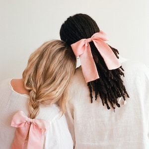 Pink Silk Hair Bow, Classic Hair Bow, Coquette, Balletcore, Hair Ribbon Clip, Romancecore image 1