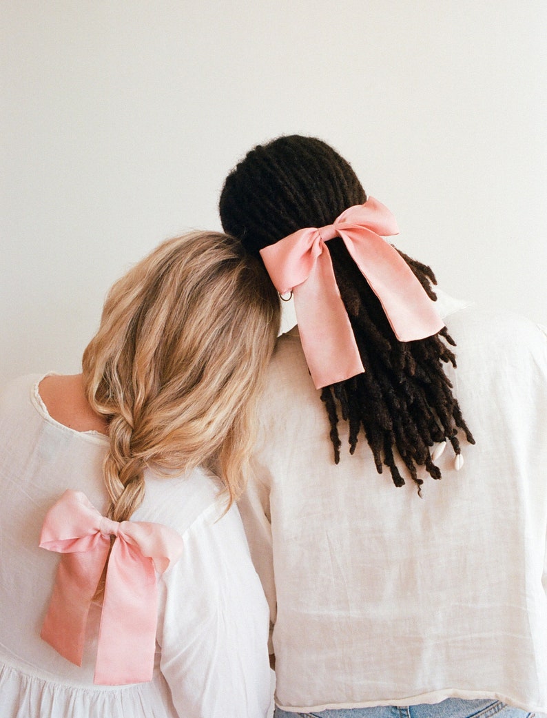 Pink Silk Hair Bow, Classic Hair Bow, Coquette, Balletcore, Hair Ribbon Clip, Romancecore 画像 1