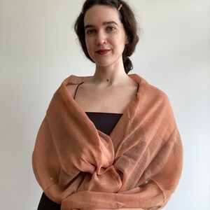 Wool Gauze Scarf Naturally Dyed Sustainable Lightweight Wool SAMPLE SALE Apricot