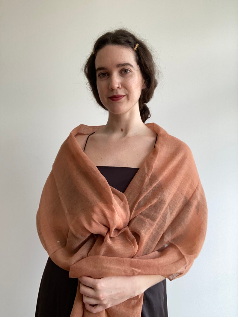 Wool Gauze Scarf Naturally Dyed Sustainable Lightweight Wool SAMPLE SALE Apricot