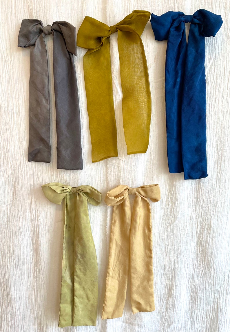 Silk Hair Bow, Naturally Dyed, Bow Clip SAMPLE SALE image 6