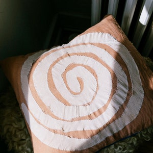 linen swirl pillow cover, cute boho decor, hand dyed pillow, organic cotton pillow, geometic pillow, indie room decor, zero waste home image 5