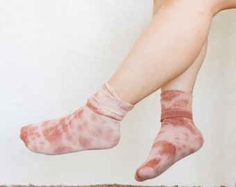 Chaussettes en coton terre cuite, chaussettes en coton biologique teintées naturellement, teintes végétales fabriquées aux États-Unis, unisexe