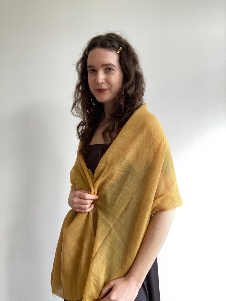 Wool Gauze Scarf Naturally Dyed Sustainable Lightweight Wool SAMPLE SALE Gold