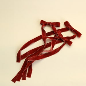 Cranberry Velvet Bow, Naturally Dyed Velvet Hair Bow Clip, Holiday Hair Tie, Coquette image 6