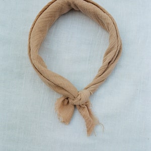 Sand Cotton Bandana, Beige Organic Cotton Headband, Cream Naturally Dyed Square Scarf image 2