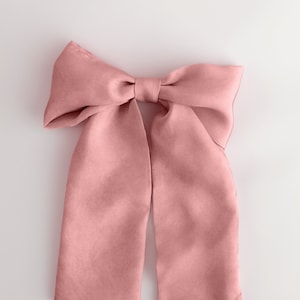 Pink Silk Hair Bow, Classic Hair Bow, Coquette, Balletcore, Hair Ribbon Clip, Romancecore image 10