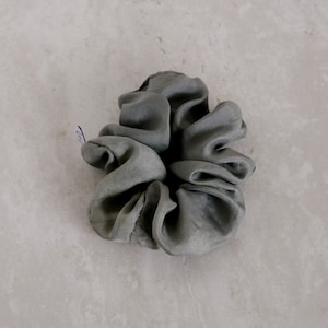Charcoal Silk Scrunchie, Gray Naturally Dyed Scrunchy, Plant Dyed Grey Handmade Silk Hair Tie