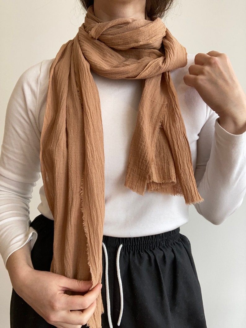 Cotton Gauze Scarf, Naturally Dyed SAMPLE SALE image 1
