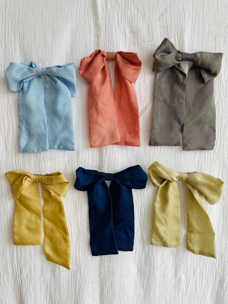 Silk Hair Bow, Naturally Dyed, Bow Clip SAMPLE SALE image 7