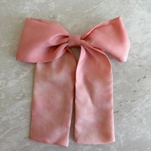 Pink Silk Hair Bow, Classic Hair Bow, Coquette, Balletcore, Hair Ribbon Clip, Romancecore imagem 7