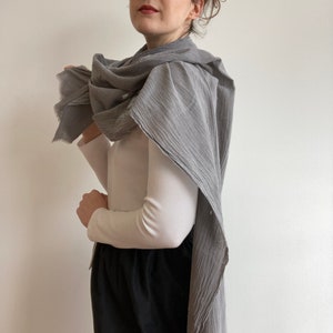 Cotton Gauze Scarf, Naturally Dyed SAMPLE SALE Charcoal