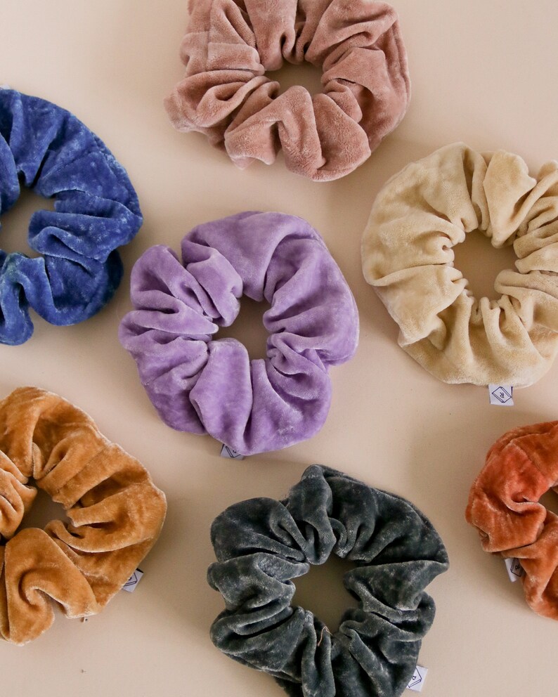 Terracotta Velvet Scrunchie, Plant Dyed Scrunchy, Velvet Hair Tie image 3