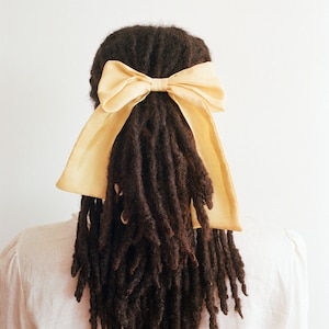 Yellow Silk Bow, Classic Hair Bow, Coquette, Balletcore, Butter Yellow, Romancecore