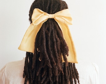 Yellow Silk Bow, Classic Hair Bow, Coquette, Balletcore, Butter Yellow, Romancecore