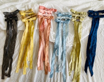Small Silk Hair Bow, Naturally Dyed, Bow Clip | SAMPLE SALE