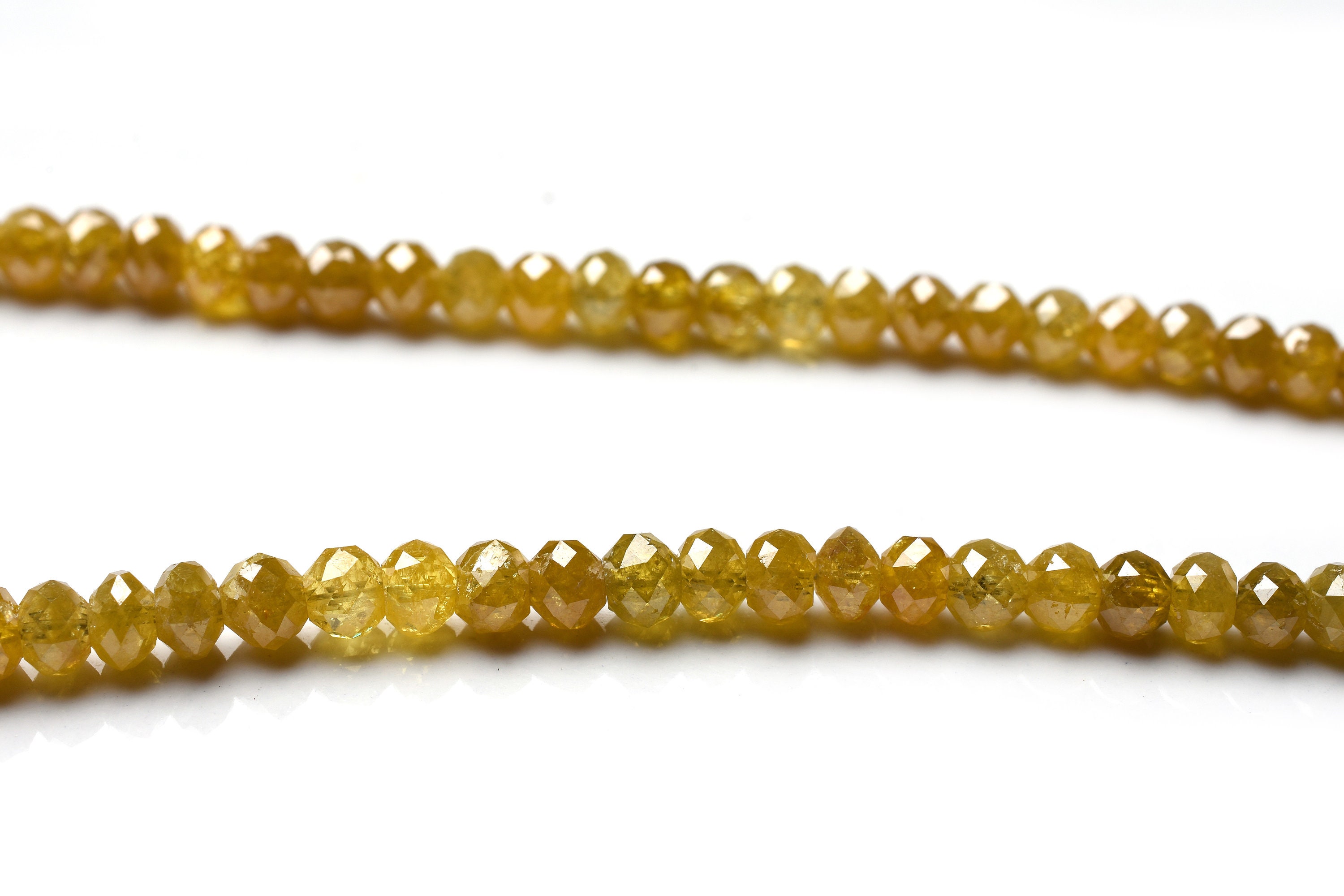 Dark Yellow Diamond Faceted Rondelle Beads 34 MM 7 Inches Etsy