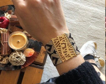 Miyuki Perlenarmband, Azteken-Tribal-Manschette, Boho Loom Armband