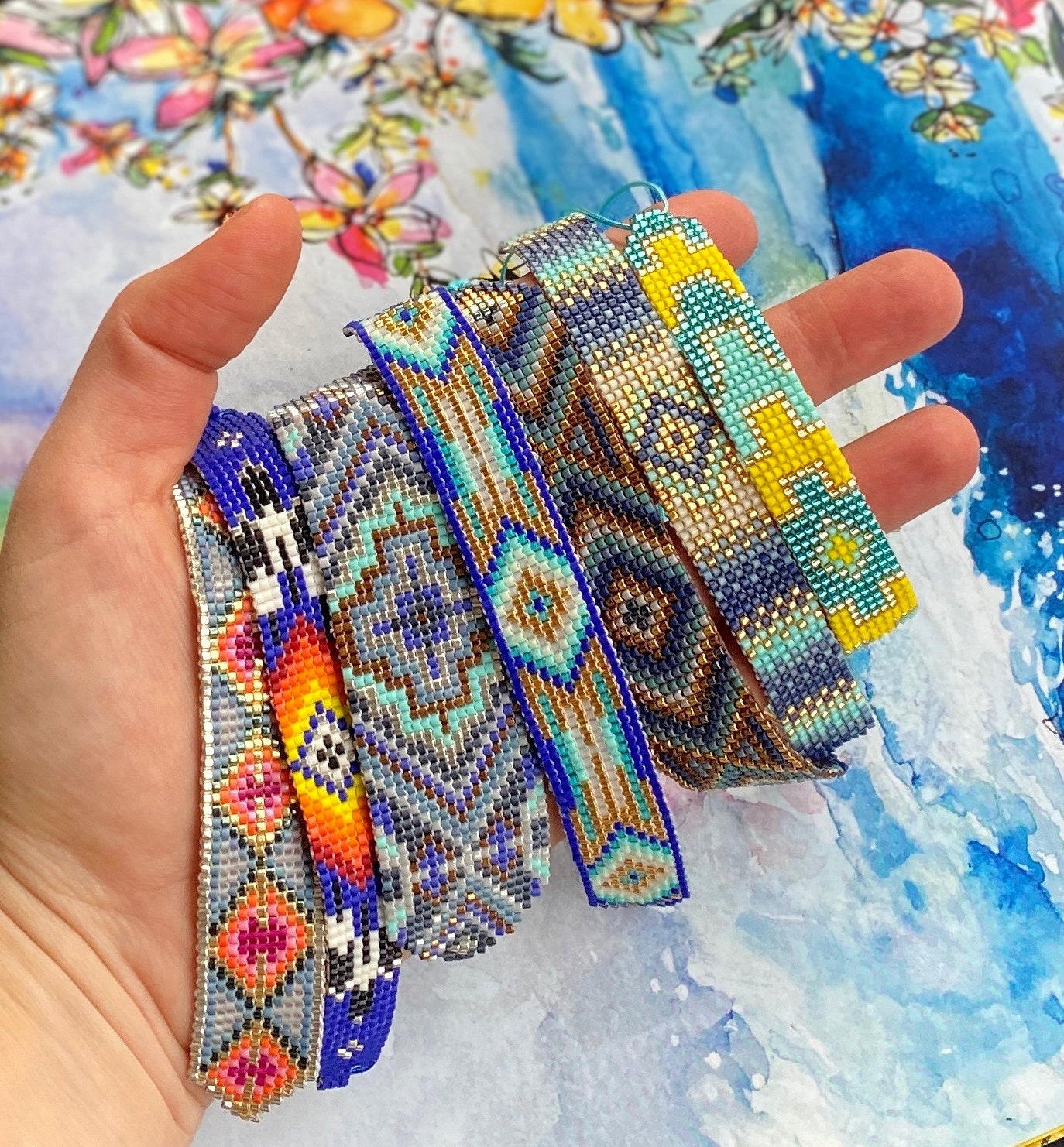 Beaded Bracelets for Women, Miyuki Bracelet, Tropical Bracelet, Aztec Native American Design, Beach Accessories