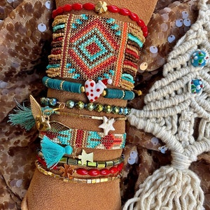 Tribal pärlarmband; Indiansk och aztekisk design