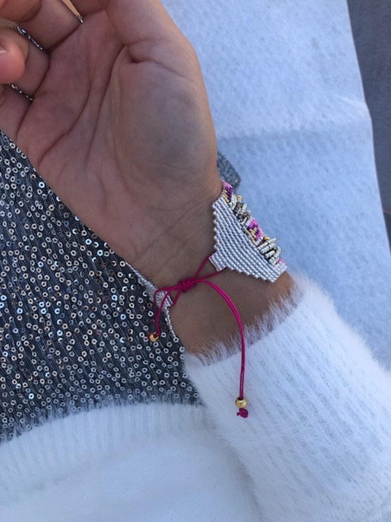 Pink Beaded Bracelet Boho Style Bead Accessories Bohemian Etsy