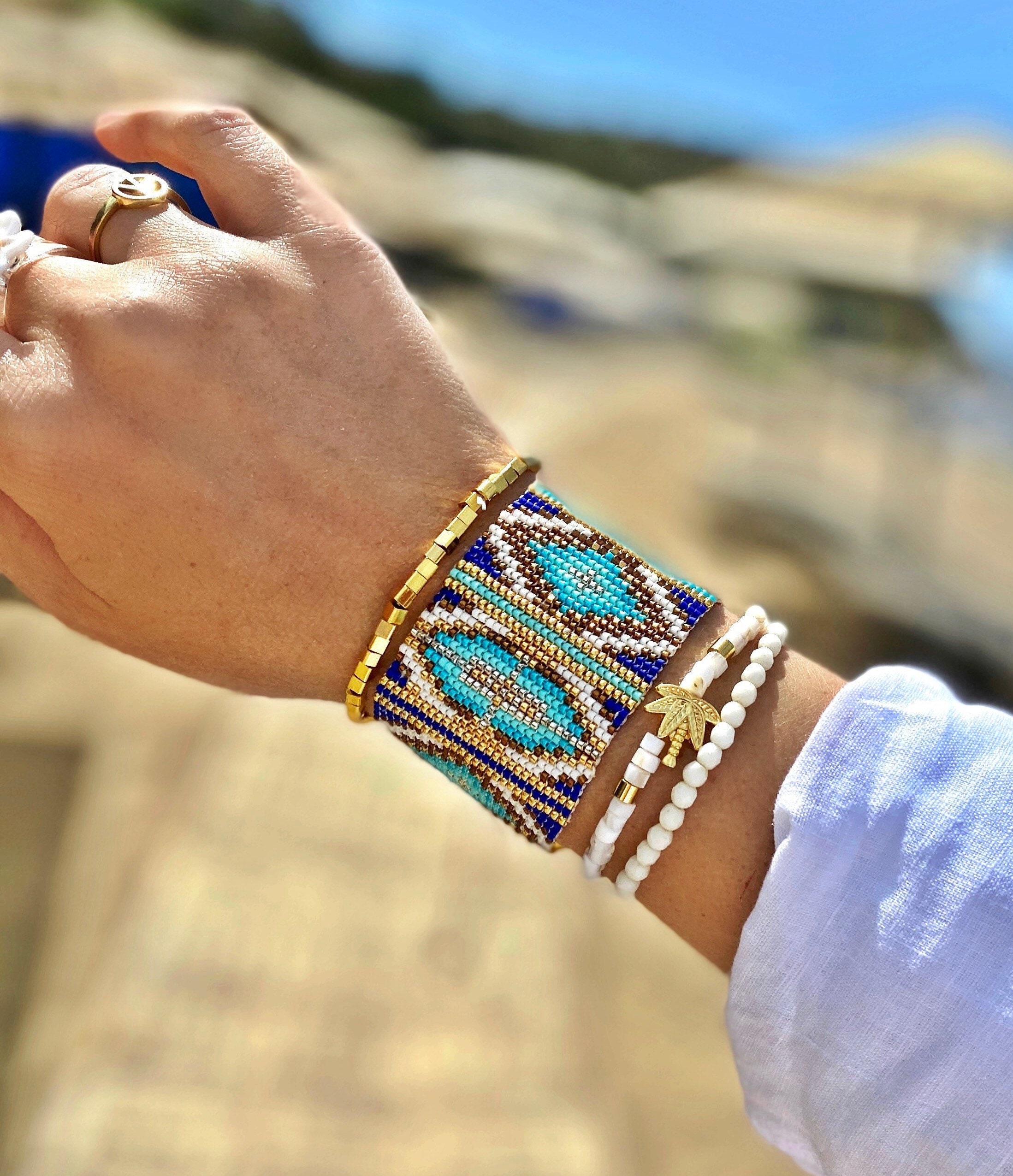 Handmade Mayan Beaded Bracelet: Aztec Boho Jewelry - Etsy