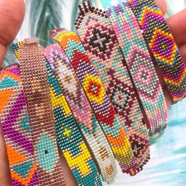 Beaded Bracelets for Women, Miyuki Bracelet, Tropical Bracelet, Aztec Native American Design, Beach Accessories