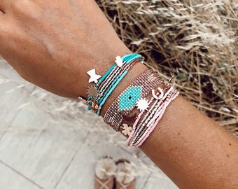 Loom Bead  Bracelet, Miyuki Evil Eye Bracelet, Lucky Charm Stackable Bracelet Set, Mayan Bracelet,