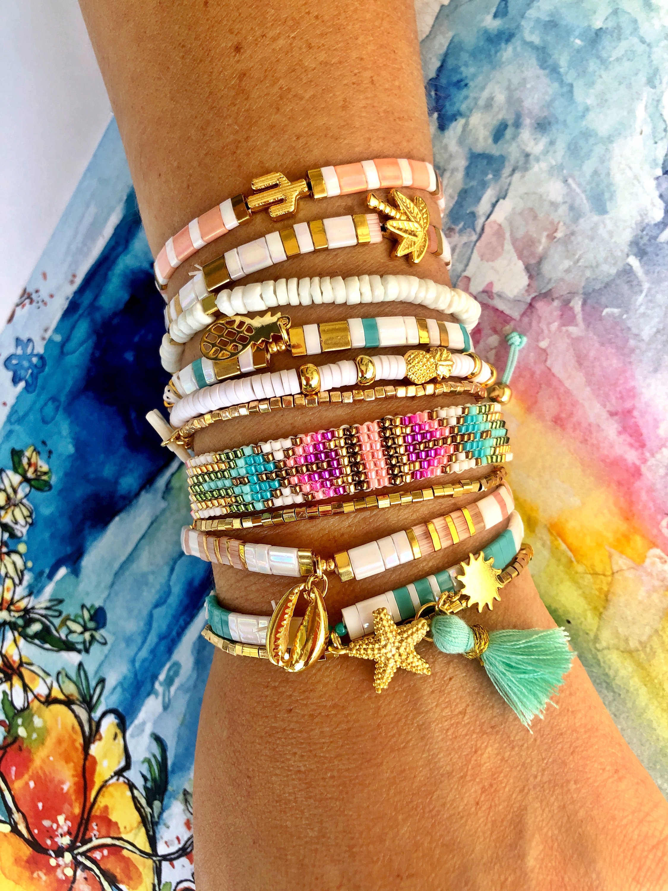 Beaded Bracelets for Women, Miyuki Bracelet, Tropical Bracelet, Aztec Native American Design, Beach Accessories