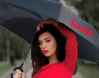 Personalized Inverted Umbrella, Monogram C-Handle, Teacher Gift