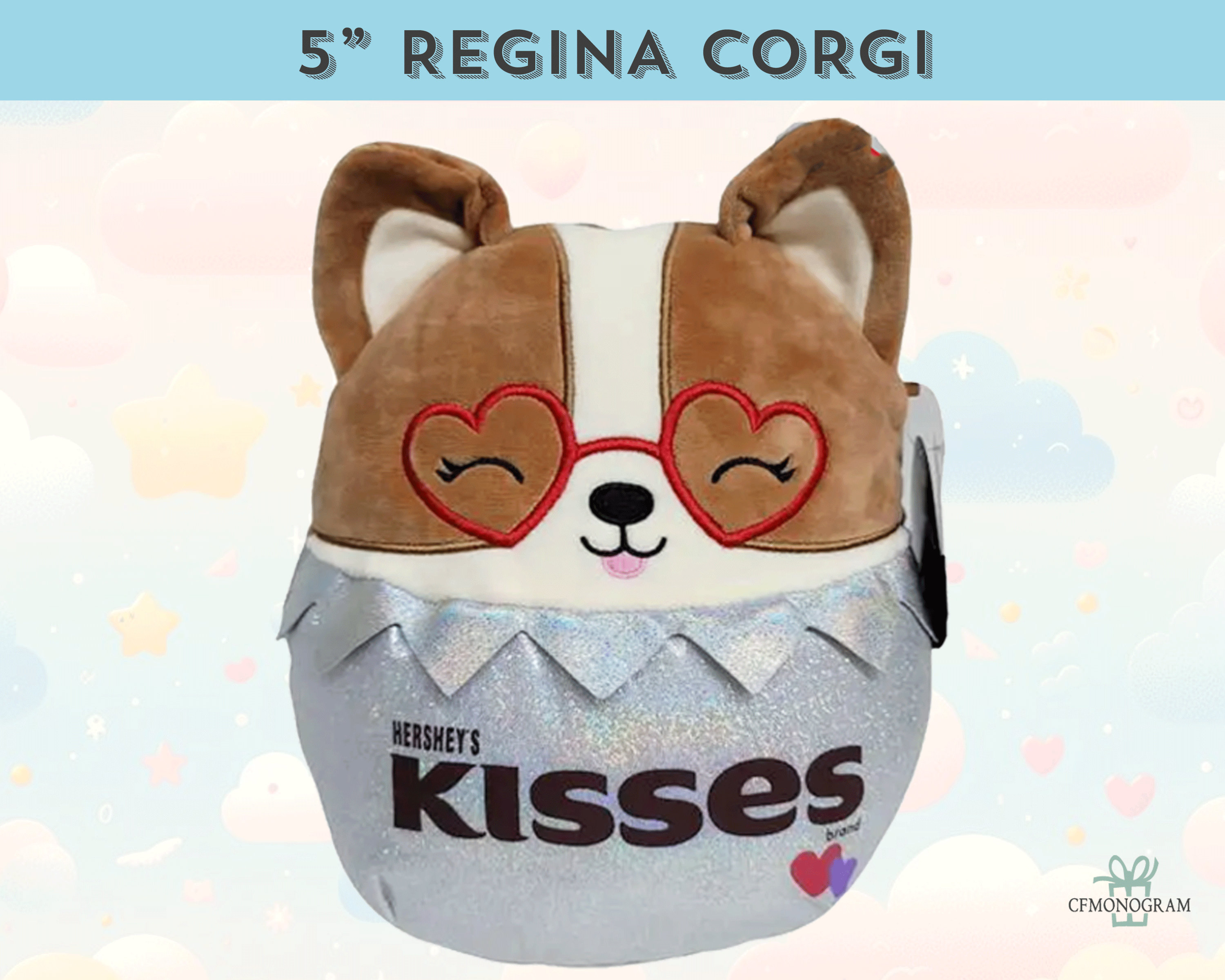 Squishmallow Reginald Corgi Kiss 5 Valentine Personalized Squishmallow Stuffed Animal Custom Sqsuishmallow Plush Etsy