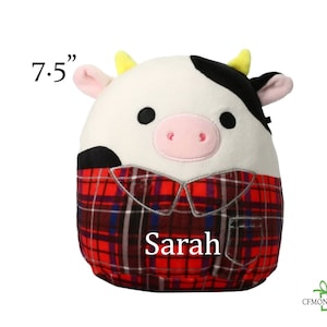 Personalized Squishmallow Connor Cow Plaid Sweater 7.5 inch, Harvest Squishmallow, Custom Squishmallow,Halloween Gift, Fall Squish