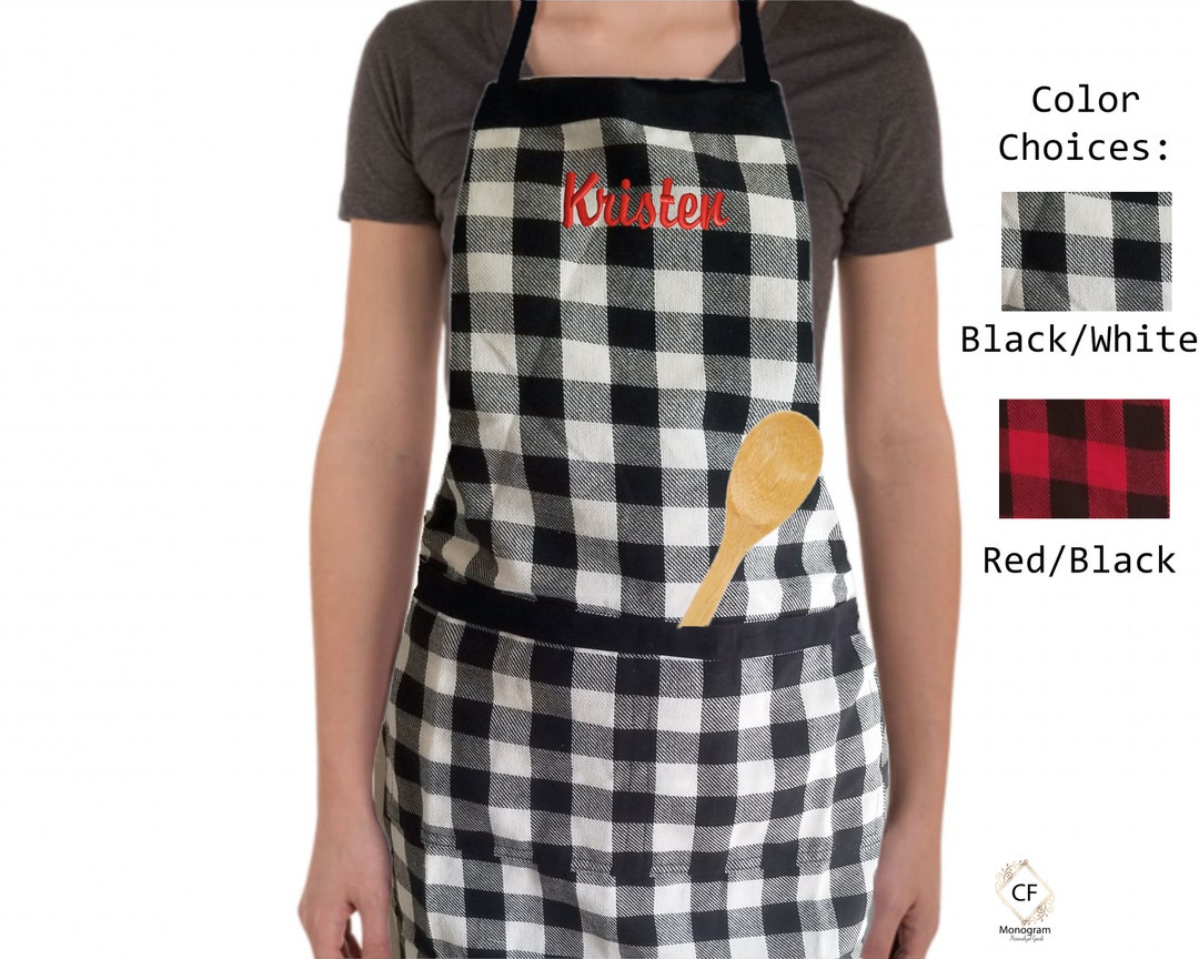 Personalized Buffalo Plaid Apron Cotton Adjustable Gourmet Etsy