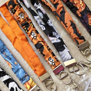 Halloween Scrunchie Lanyard – Premium Badge Holder with ID Zip Pouch- 32 inches