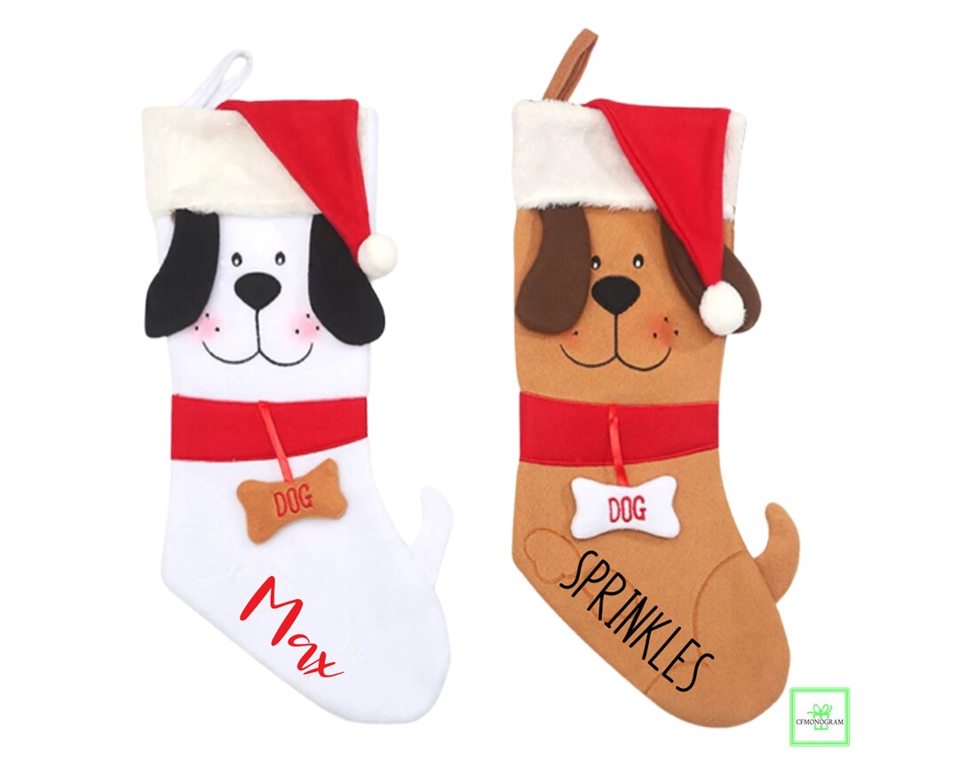 Personalized Dog Stocking, Pet Christmas Stocking With Custom Name, Dog
