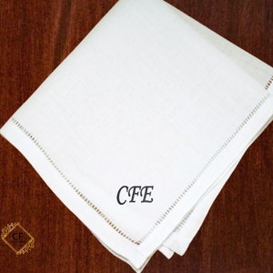 Mens Embroidered Linen handkerchiefs, Mens monogrammed handkerchief, Mens cotton handkerchiefs, Groomsmen gift, Cotton Anniversary gift
