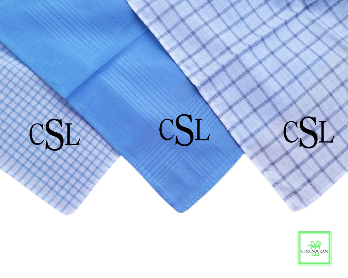 Mens Monogrammed Handkerchief Set of 3 Gifts for Him Etsy