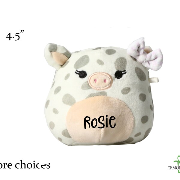 Pâques Squishmallow Rosie Pig 5", Connor Cow Bunny, Aimee Chick, Easter Squad, Code QR personnalisé, Panier de Pâques Stuffer