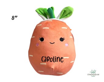 Personalized Squishmallow Caroleena Carrot with Bunny Ears 8" Easter, Avery Duck Squishable Easter gift for Kid,Personalized Stuffed Animal