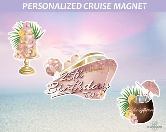 Personalized 50th Birthday Cruise Door Magnets Decoration/Happy Birthday Door Magnet/Cruise Magnet/Cruise Decor/Cruise Magnet Rose Gold Pink