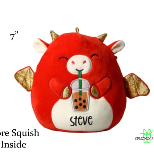 Personalized Squishmallow Baiden Red Dragon Boba Tea 8 Inch Etsy