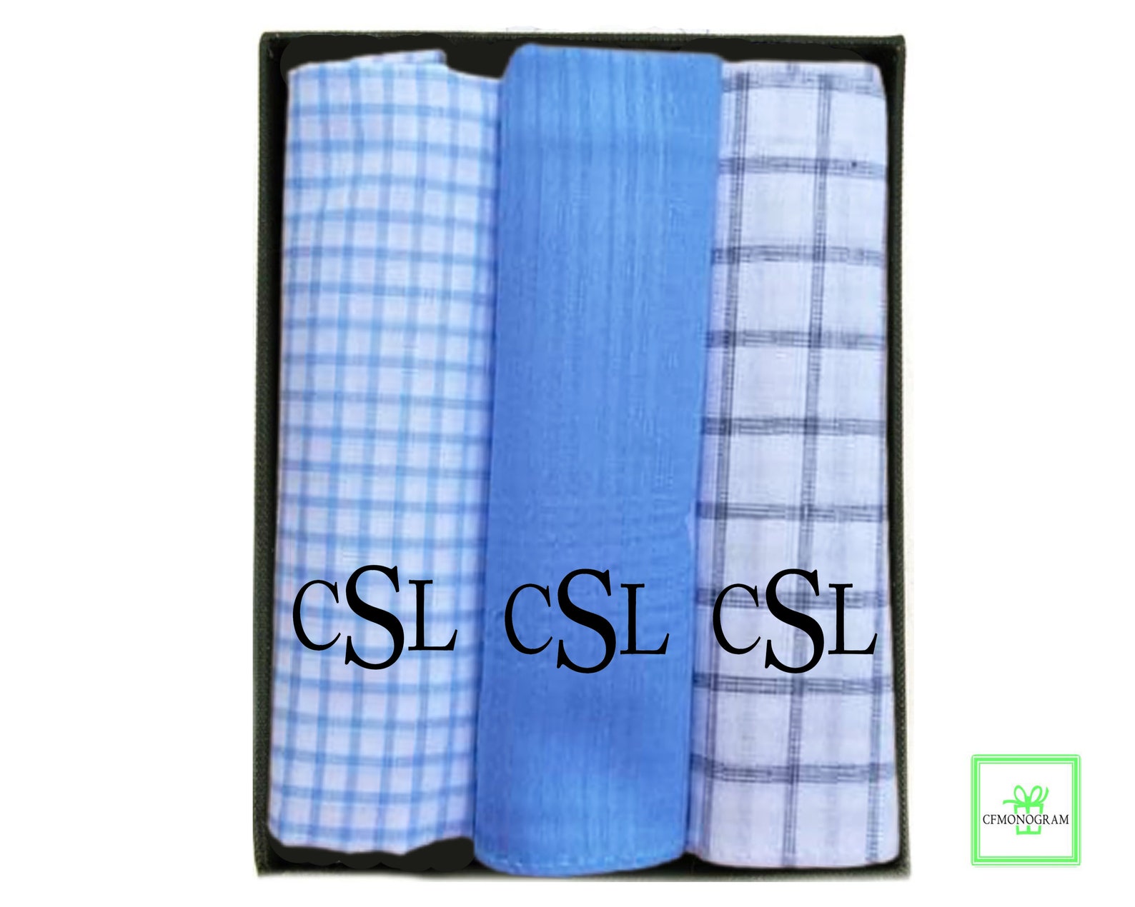 Mens Monogrammed Handkerchief Set of 3 Gifts for Him Etsy