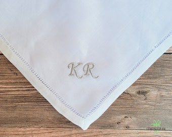 Fazzoletto da uomo in lino, con monogramma ricamato, regalo per testimoni dello sposo.