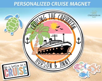 Personalized Cruise Door Magnet, Cruise Destination Magnet, Caribbean Cruise, Colorful Cruise, Family Cruise Custom Magnet, Birthday Trip