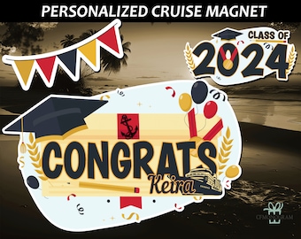 Personalized Graduation Cruise Door Magnets Decoration/Class of 2024 Door Magnet/Cruise Magnet/Cruise Decor, Congrats Cruise Magnet