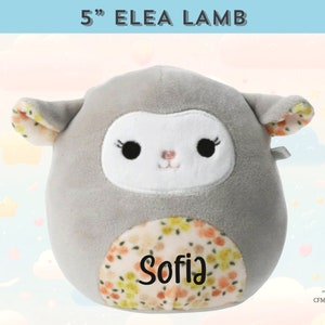 Squishmallow Elea Lamb 5 inch, Grey Lamb Floral, Personalized Squishmallows