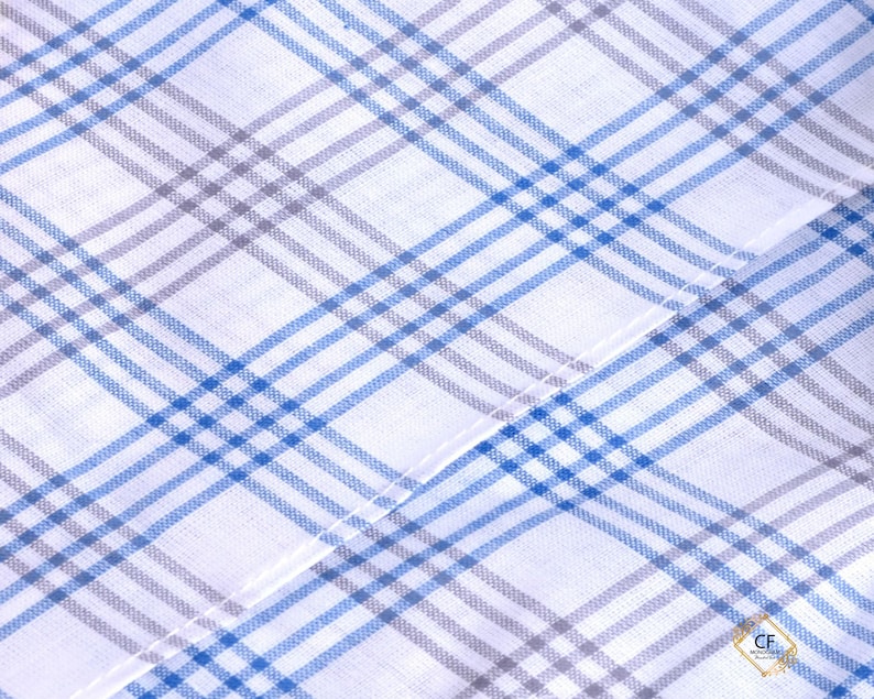 Mens Monogrammed handkerchief Set of 3 Gifts for Him Personalized Handkerchief Gray Cotton Plaid Handkerchiefs