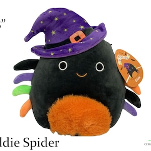 Squishmallow Halloween Bella Spider Trick or Treat Basket 10 inch, Halloween Black Spider Squishmallow Squishable plush